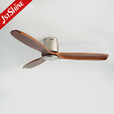 Low Profile Bedroom Ceiling Fan OEM Color 3 Solid Wood Blades Low Noise