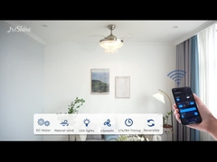 Rückziehbarer Kristalldeckenventilator mit leichten Luxus-Fandelier-Gleichstrommotor