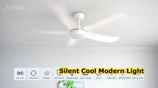 Moderner weißer Deckenventilator mit leisem LED-Licht