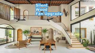 52-Zoll-Deckenventilator aus schwarzem Holz, geräuschloser Gleichstrommotor