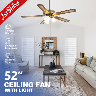Qualität  Classic Antique Brass Ceiling Fan With Light  Pull Chain AC Motor 5 Mdf Blade Fabrik
