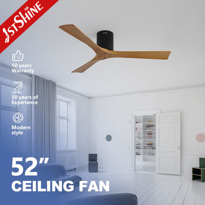 Guter Preis Massivholzblatt schwarze Oberfläche Flush Mount Dekorationsdeckenventilator mit geringerem Lärm und Fernbedienung Schalter Typ Online
