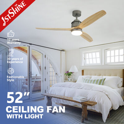 Guter Preis 52-Zoll-Gleichstrommotor-Deckenventilator mit Massivholzblättern und LED-Licht Online