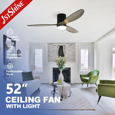 Qualität Low Noise 52 Inch Solid Wood Flush Mount Ceiling Fan With LED Light Fabrik