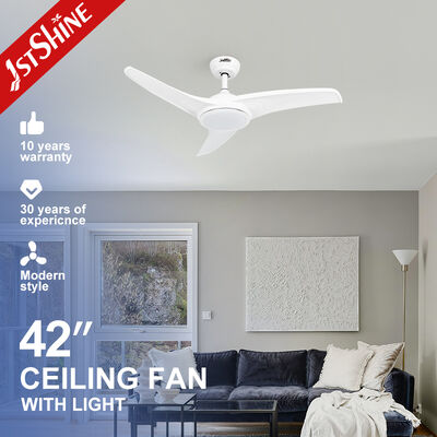 Guter Preis 42 Zoll Weißer Moderner Deckenventilator mit DC-Motor und Fernbedienung, dimmbarer LED-Leuchte Online